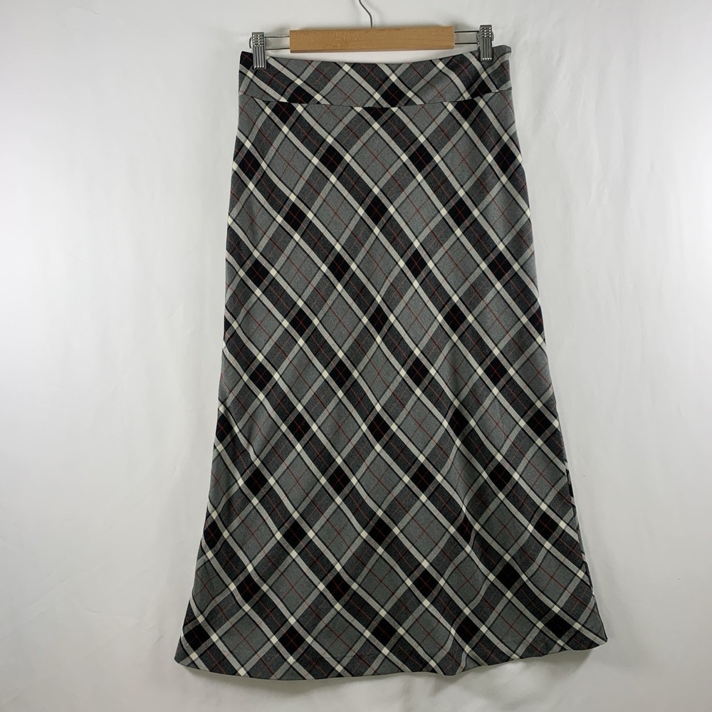 VTG Y2K Academia Bias Tartan Plaid Midi Skirt Size 8 Petite Preppy Heritage